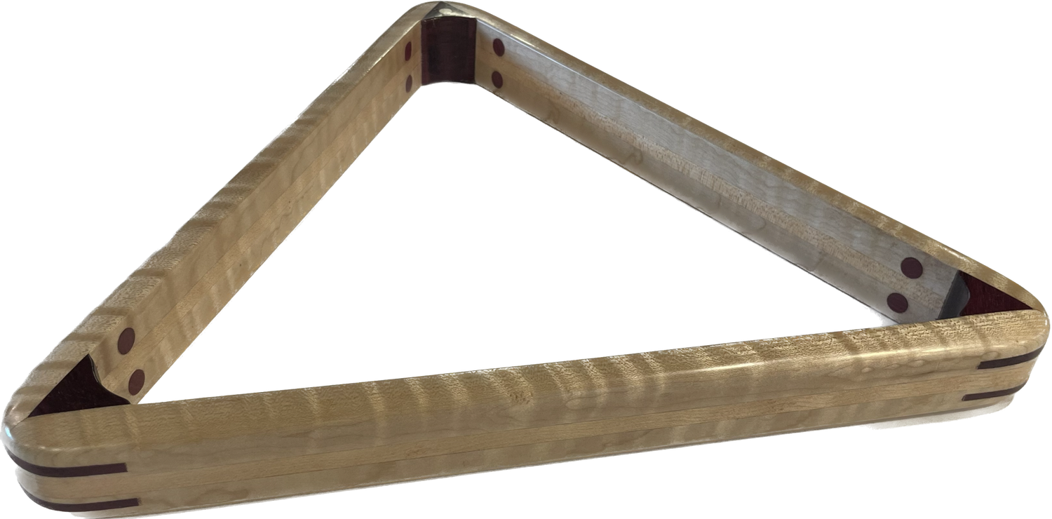 Bill Westley 8 Ball Rack Tiger Maple with Quilted Maple Center &amp; Purple Heart Accents