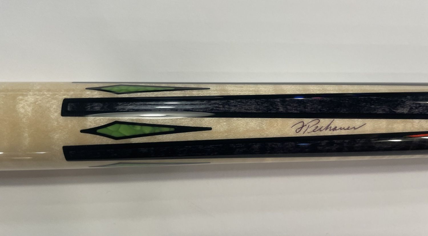 P05C-G Pechauer Special Custom Cue Stick Carbon Stain with No- Stain Wrap and Green Juma Exotic Inlays with Rogue 11.8mm Carbon Fiber Shaft