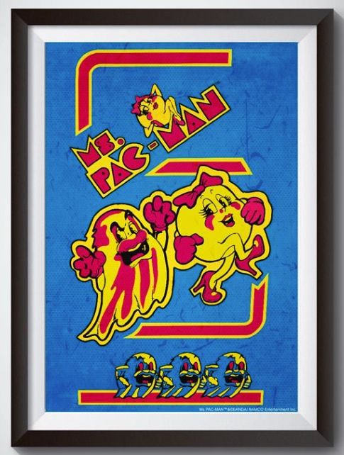 Ms. Pac Man Poster in Frame 24&quot; x 36&quot;