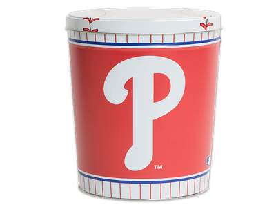 Philadelphia Phillies Pretzel Tin. -3-bag Variety Sampler includes 2 bags (Original Splits (11oz), &amp; 1 bag Original Shells (10oz)