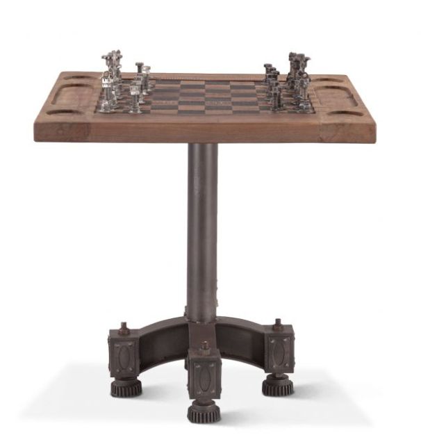 Eiffel 30&quot; Chess Bistro Table with Metal Chess Pieces Set