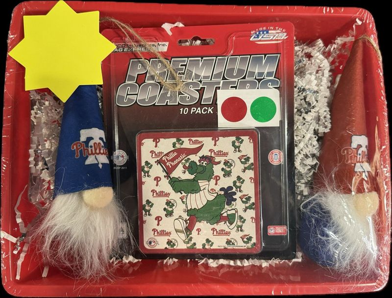 Philadelphia Phillies Gift Basket - Coasters &amp; Plush Ornaments