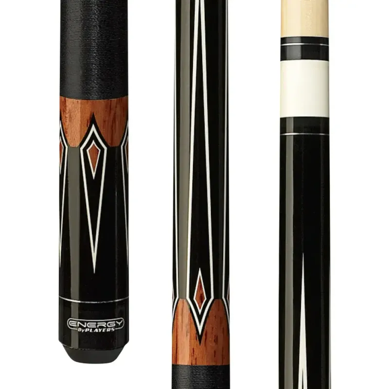 HC07 Energy By Players Black &amp; Maple Cue With Black Linen Wrap  Cue Stick
