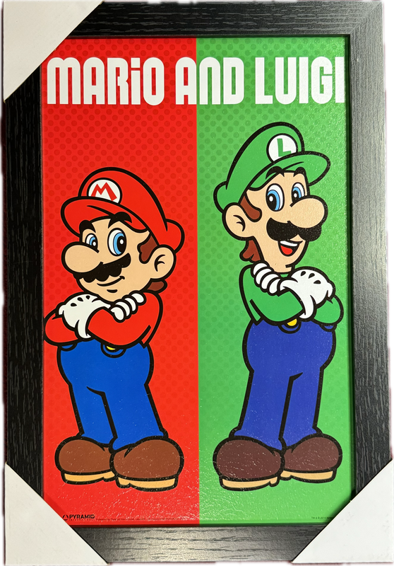 Mario &amp; Luigi Black Framed Picture