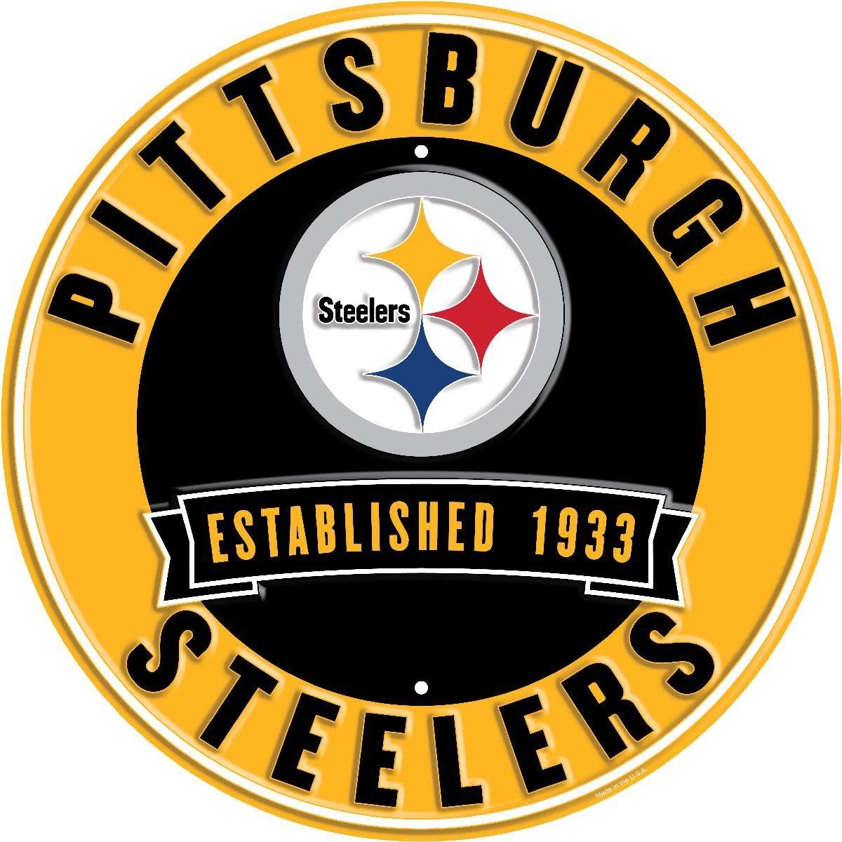 Metal Established Date Round Sign Pittsburg Steelers Circular Sign