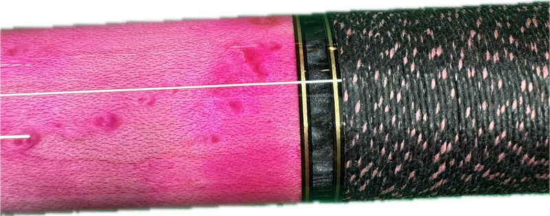 G210 Cue Stick with Custom Pink Stain with Pink &amp; black linen wrap
