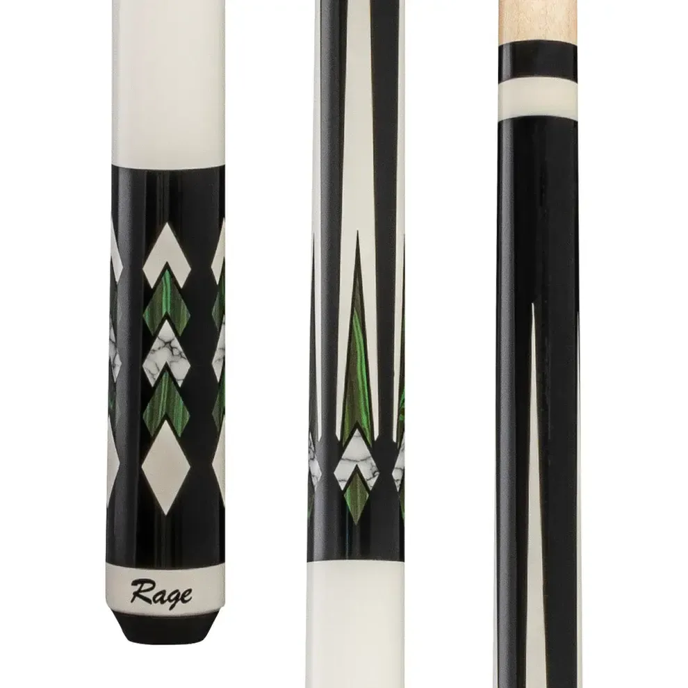 Rage RG221 Green Cascades Wrapless Cue Stick White Black