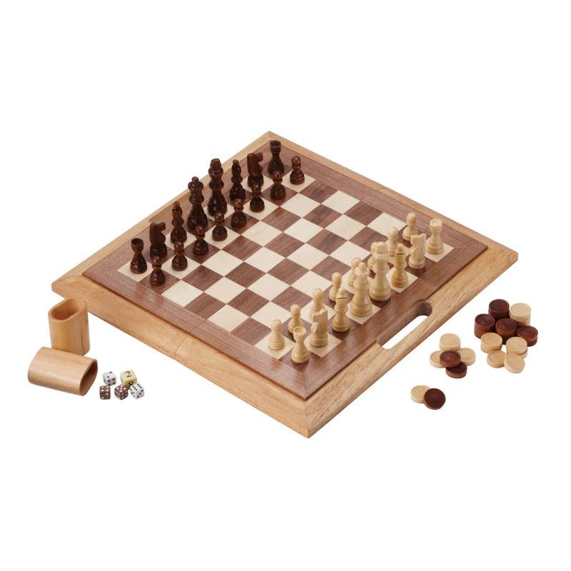 Mainstreet Dutchman 3-in-1 Chessboard Checkers Backgammon Combo Set
