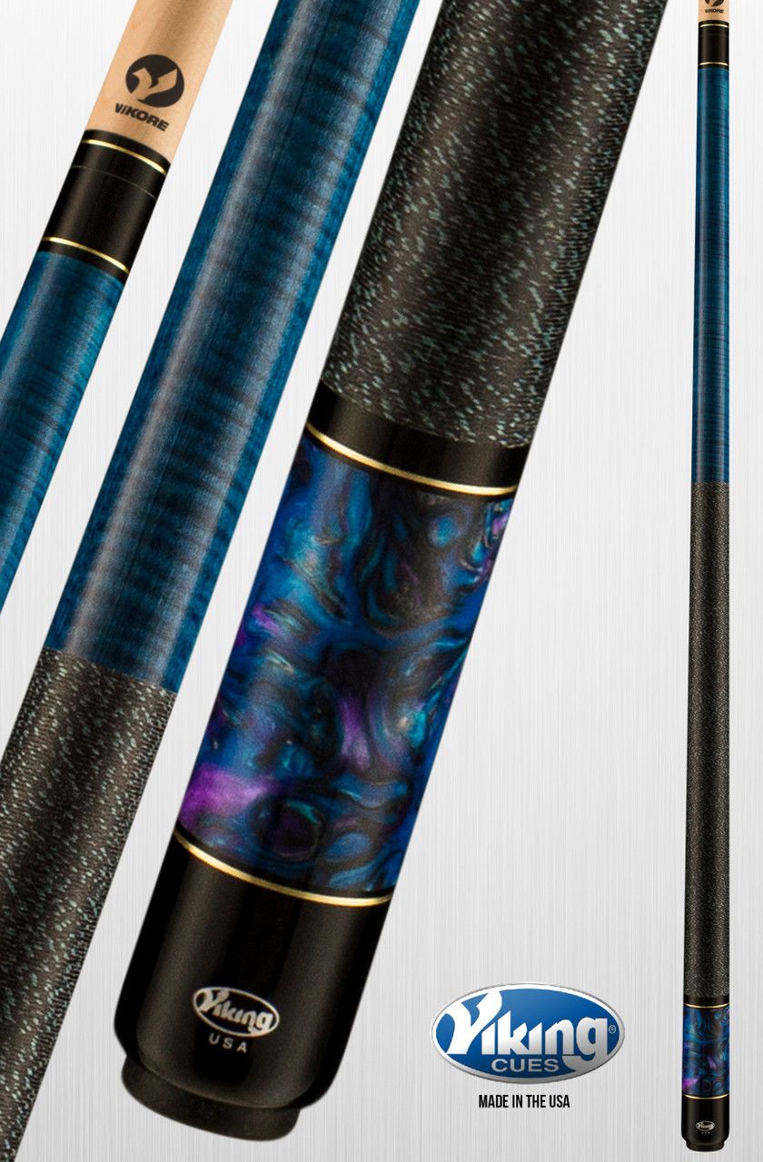 Viking Bedlam BE0107 Ocean Blue Stain | Curly Maple | Blue Dream Premium Pearl Sleeve | Linen Wrap