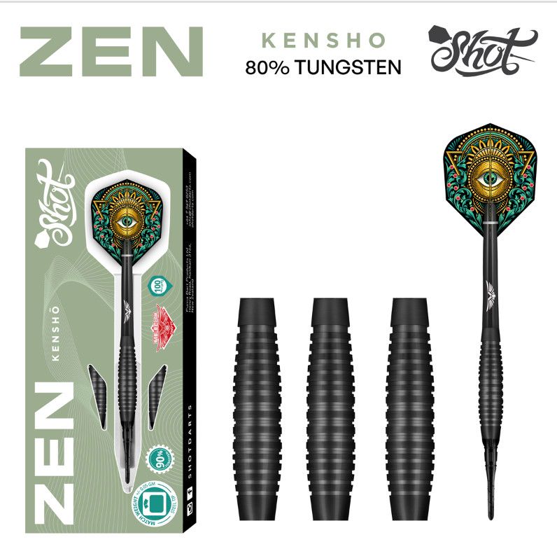 Zen Kensho Soft Tip Dart Set - 90% Tungsten 18gm