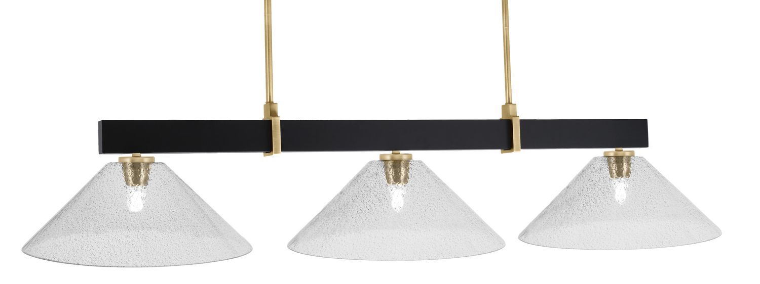 Toltec Lighting 1253-MBNAB-2162 Wellington 3 Light Bar, Matte Black &amp; New Age Brass Finish, 16″ Smoke Bubble Glass