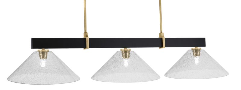 Toltec Lighting 1253-MBNAB-2162 Wellington 3 Light Bar, Matte Black &amp; New Age Brass Finish, 16″ Smoke Bubble Glass