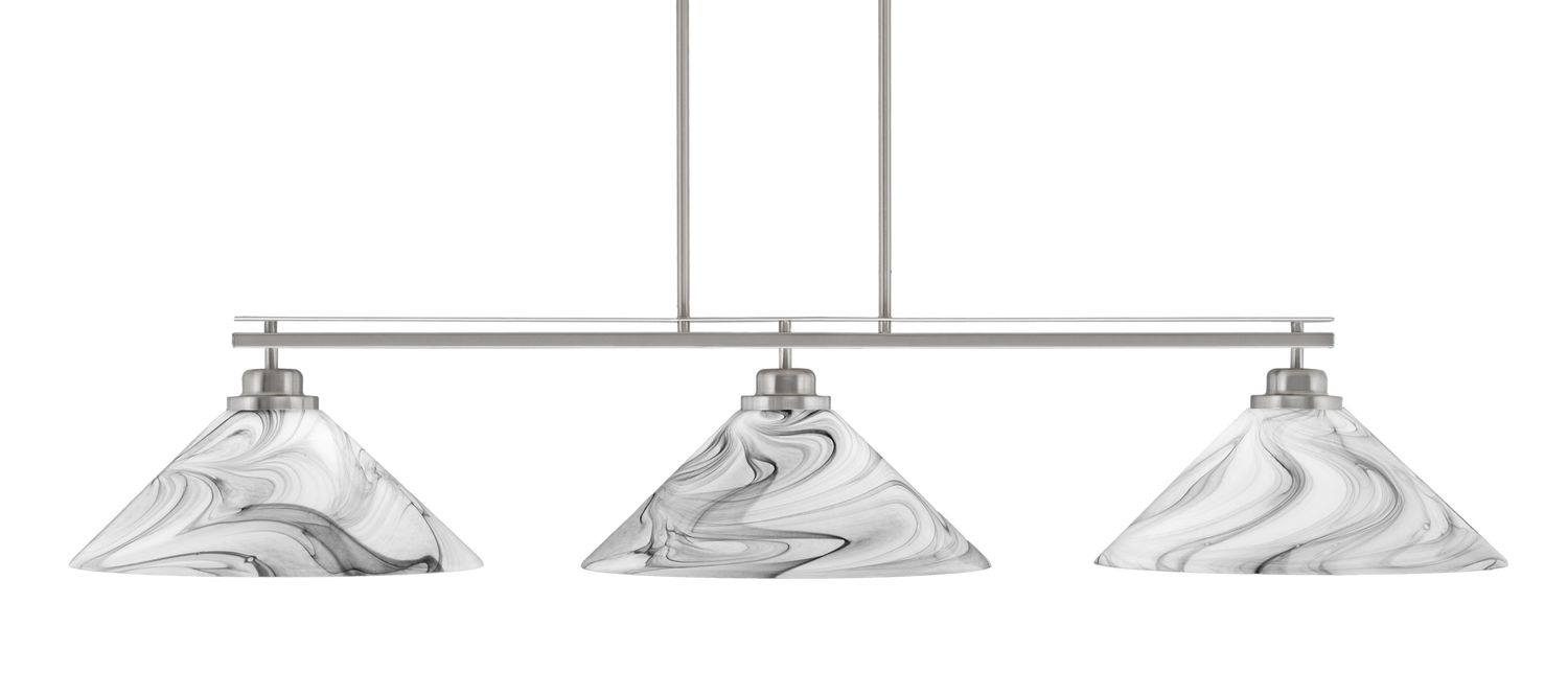 Toltec Lighting 2633-BN-2169 Odyssey 3 Light Bar, Round Fitter, Brushed Nickel Finish, 16″ Onyx Swirl Glass