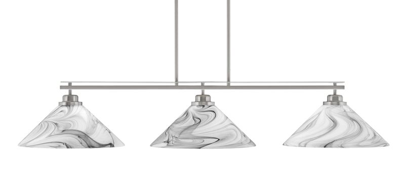 Toltec Lighting 2633-BN-2169 Odyssey 3 Light Bar, Round Fitter, Brushed Nickel Finish, 16″ Onyx Swirl Glass