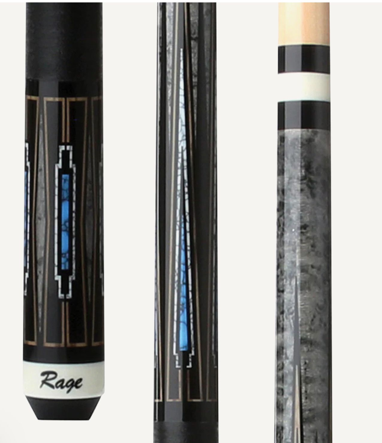 Rage Blue Deco Cue with Black Nylon Wrap RG217