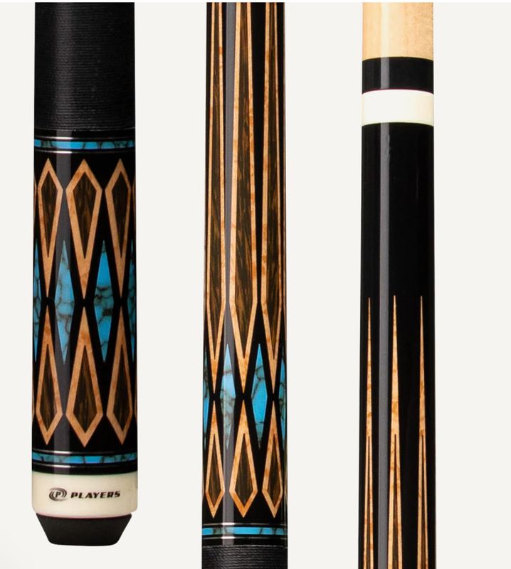 Players Black Palm &amp; Blue Recon Cue with Black Linen Wrap E2331