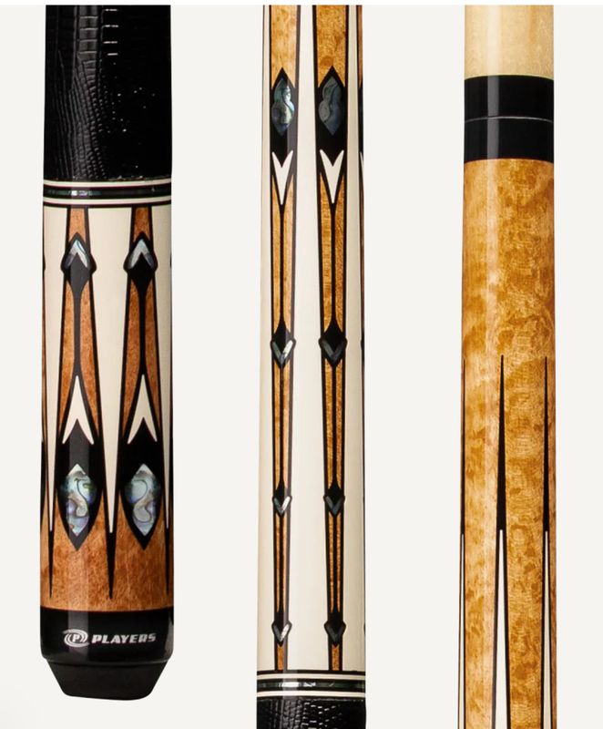 Players Antique Maple with Mother of Pearl Cue with Embossed Leather Wrap G4140