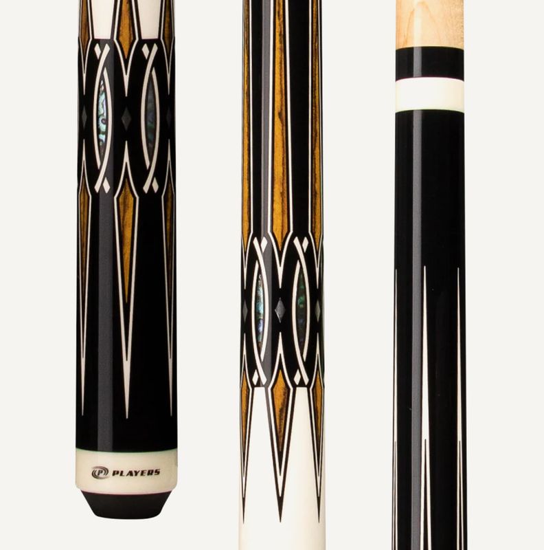 Players White Black &amp; Abalone Wrapless Cue Stick E2332