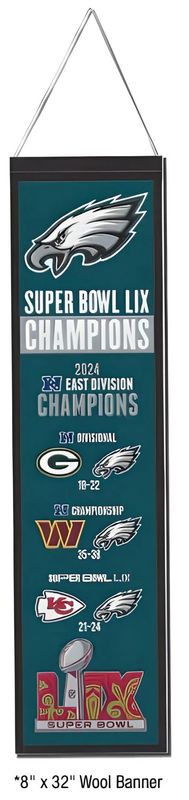 Philadelphia Eagles Champions Wool Banner 8&quot; x 32&quot; SBLIX