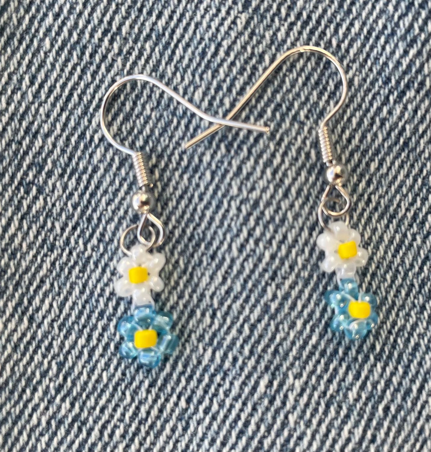 Beaded Mini Flower Dangle Earrings