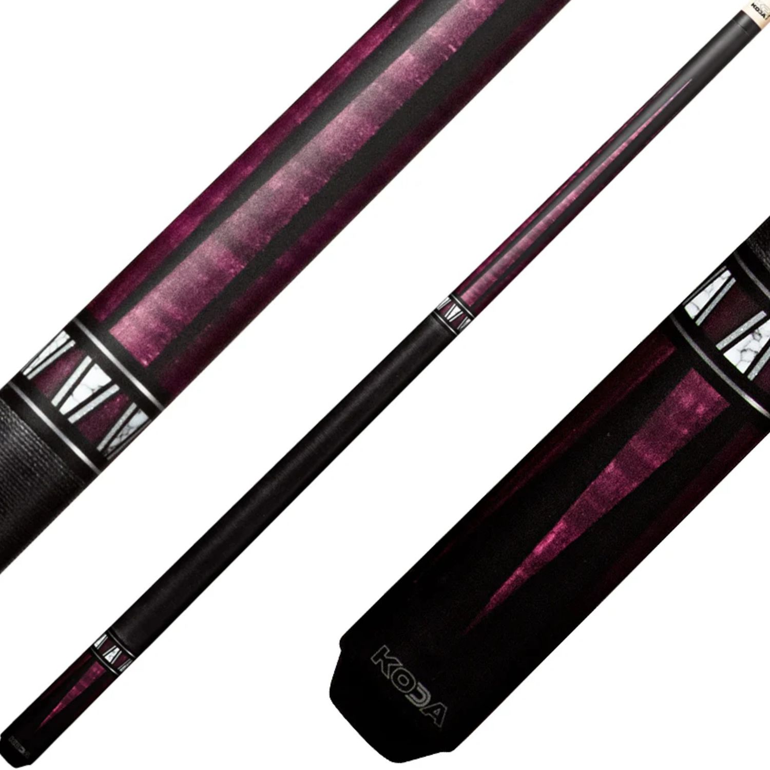 Koda 11.75mm LD Blk &amp; Purple 4 Point Cue Stick with Black Linen Wrap KL170