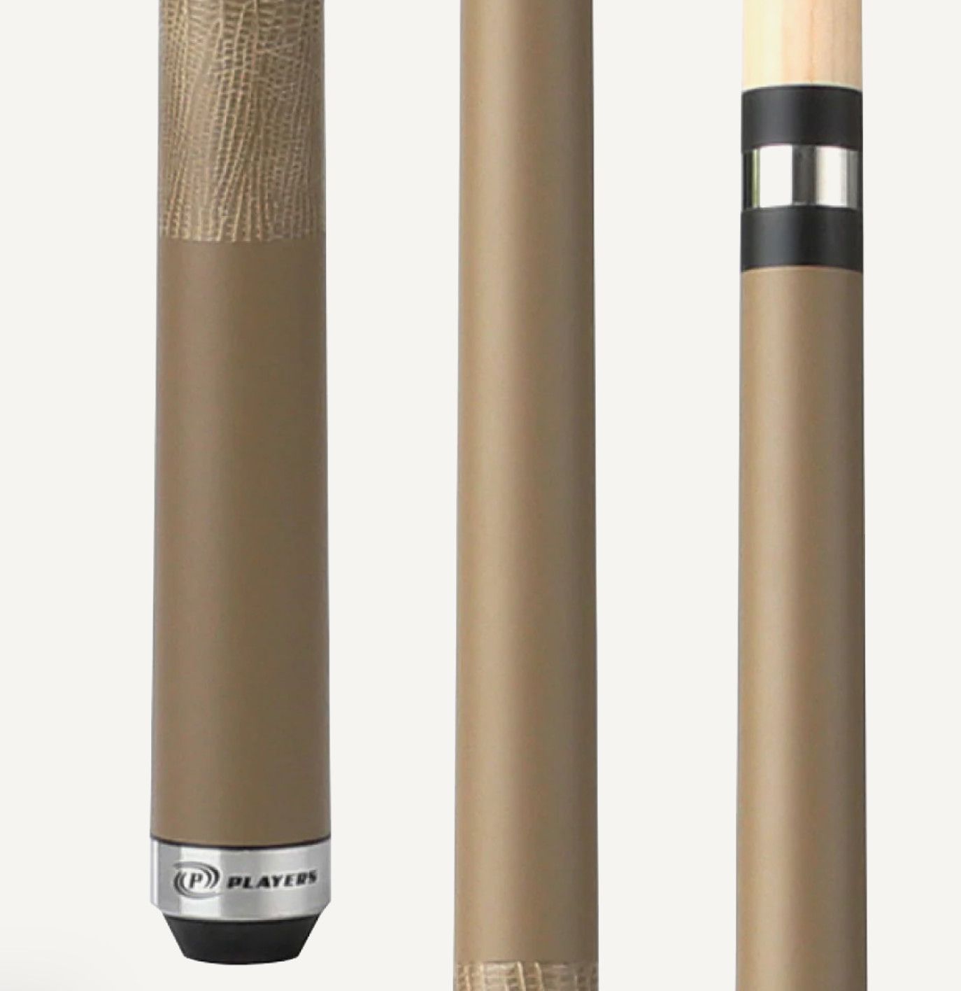 Players Aged Oak Beige Matte Cue Stick with Embossed Leather Wrap C709