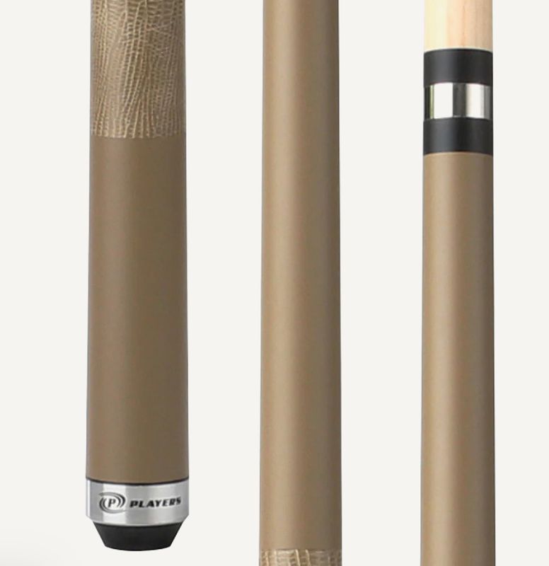 Players Aged Oak Beige Matte Cue Stick with Embossed Leather Wrap C709