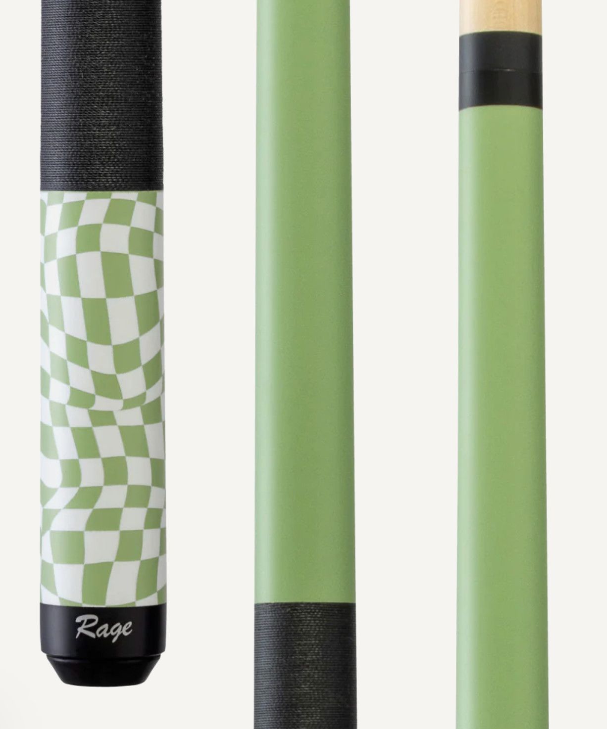 Rage Lime Green Checker Flag Cue Stick with Black Linen Wrap RG08