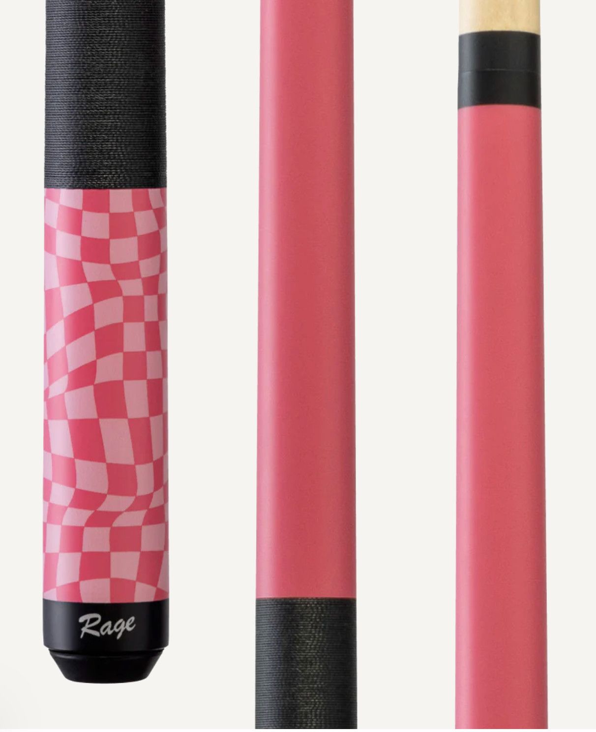 Rage Dark Fuchsia Checker Flag Cue Stick with Black Linen Wrap RG09