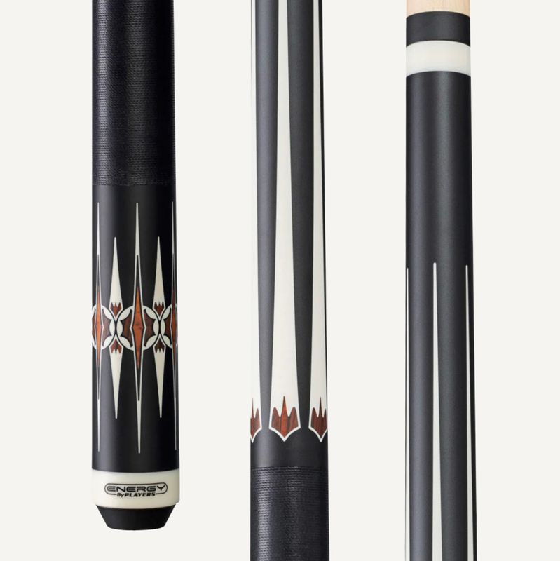 Energy By Players Matte Black/White with Cocobolo Cue with Black Linen Wrap Stick
