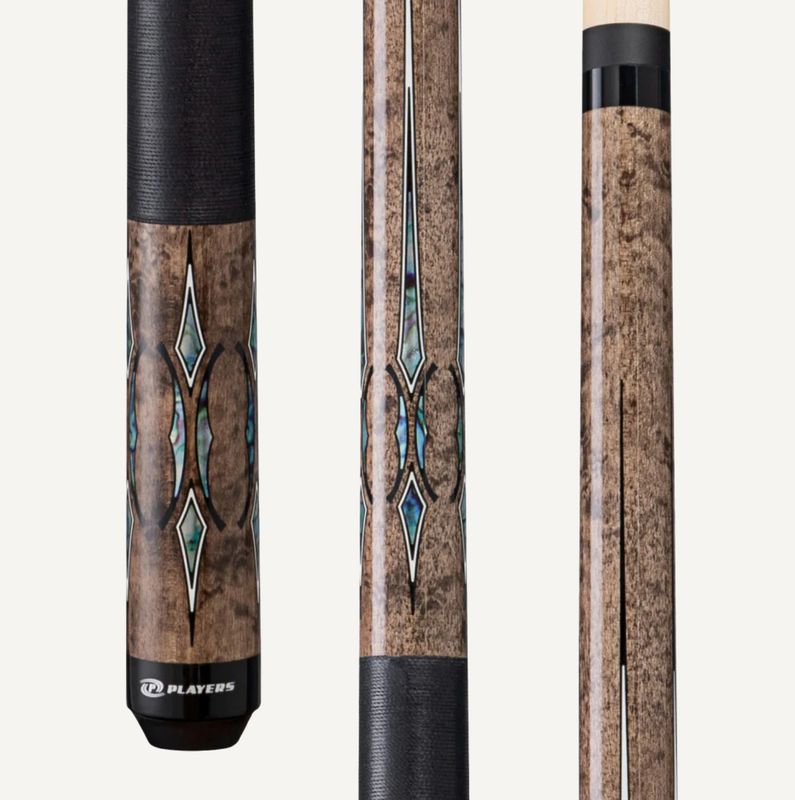 Players Light Grey Maple with Mother of Pearl Cue with Black Linen Cue Stick