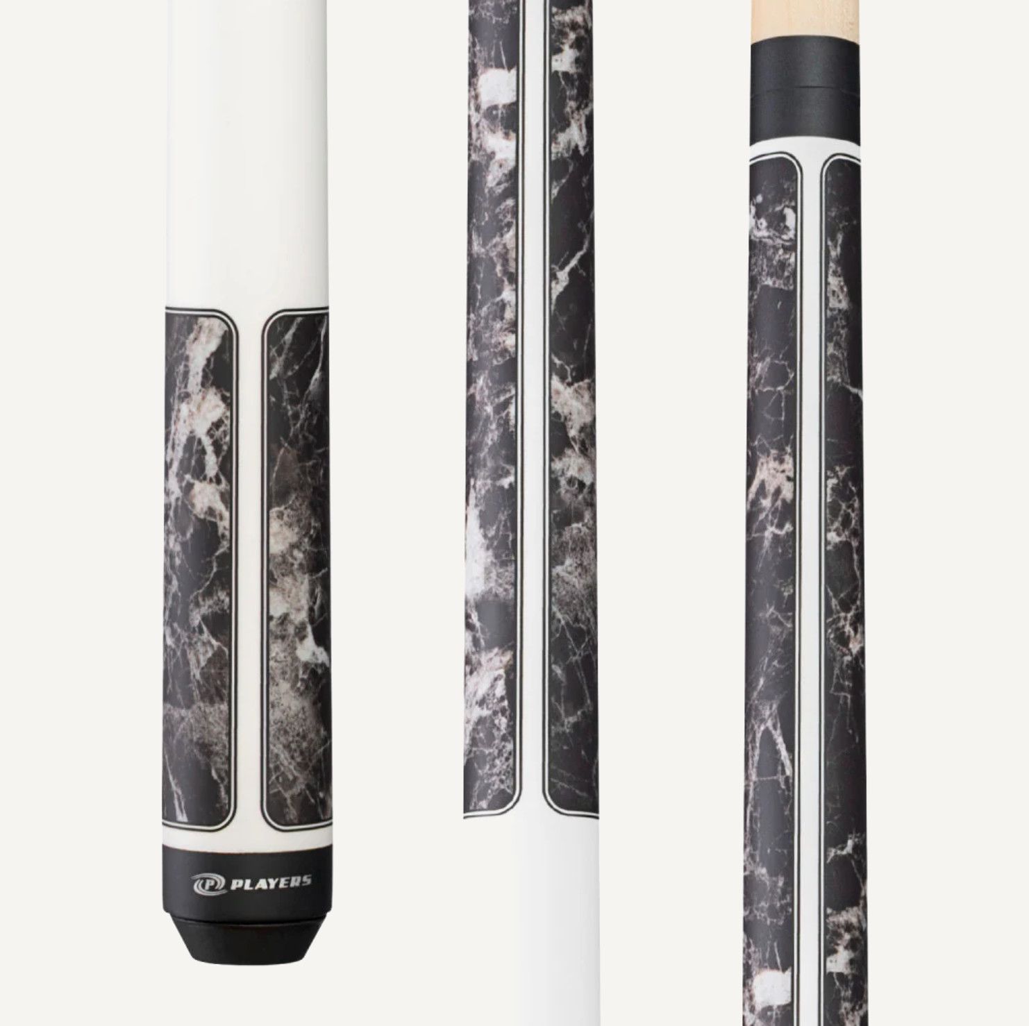 Players Brown Marble with Matte White Wrapless Cue Stick