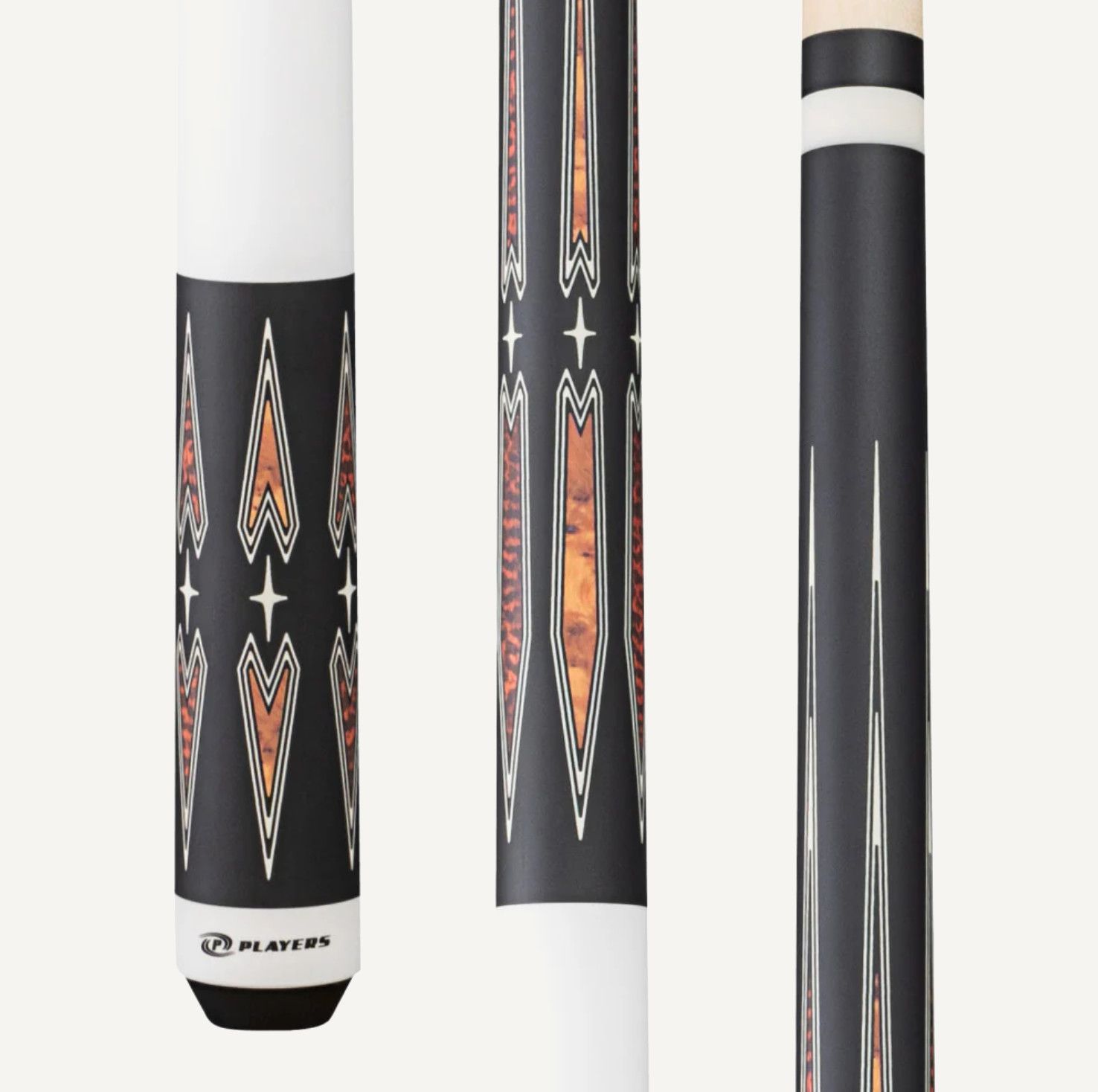 Players Matte Black &amp; White Wrapless Cue Stick