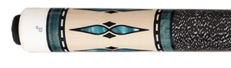 JP06-T Pechauer Teal Stain &amp; Black and White  Linen Wrap Cue Stick