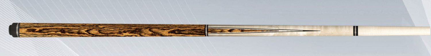 P08-R Pechauer  Cue Stick with Bocote wrap/butt and  Sim. Ebony framed Bocote and Maple points