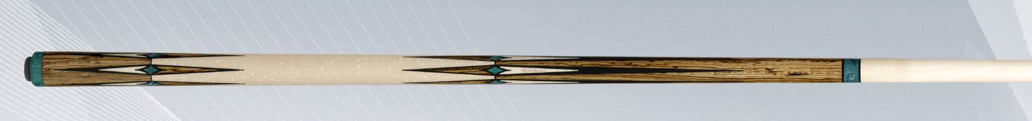 P13-R PECHAUER Cue Stick Bocote cue with sim. Ebony framed figured maple and Bocote points with figured maple handle and Malachite diamond inlays.