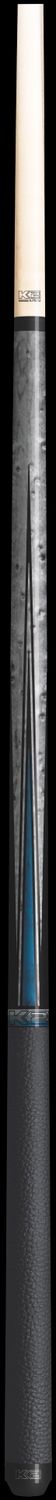 K2 KLLE1W Graphic Pool Cue with Leather Wrap - Matte Gray-Stained Maple and Blue Points Leather Wrap Pool Cue with  LD Shaft