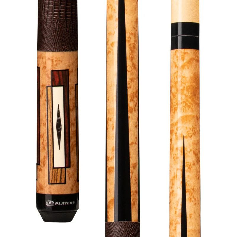 Players E2340 Cue Stick - Antique Maple, Cocobolo and Bocote with Black Points