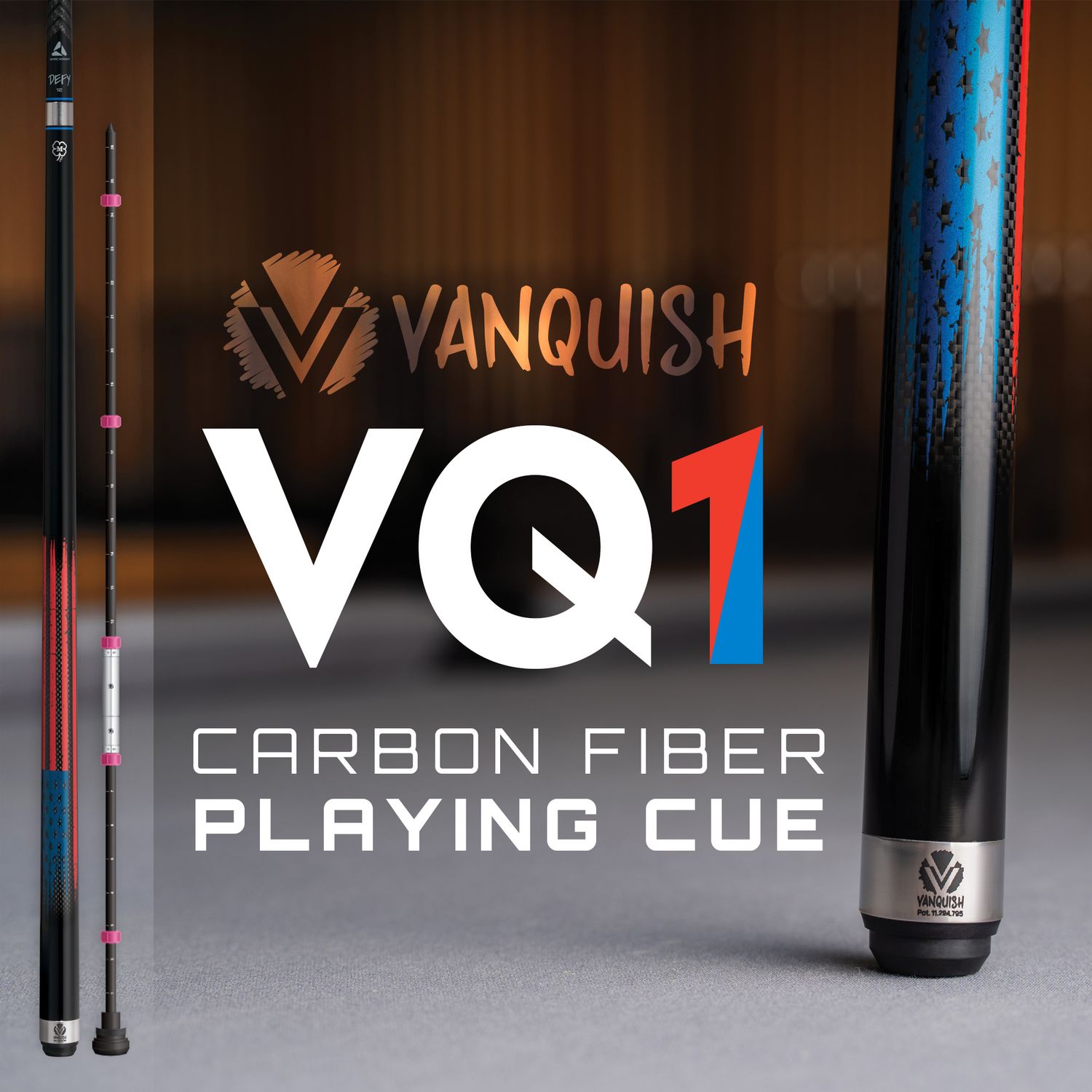 McDermott VQ1 American Flag Cue Stick with 12.5mm Defy shaft