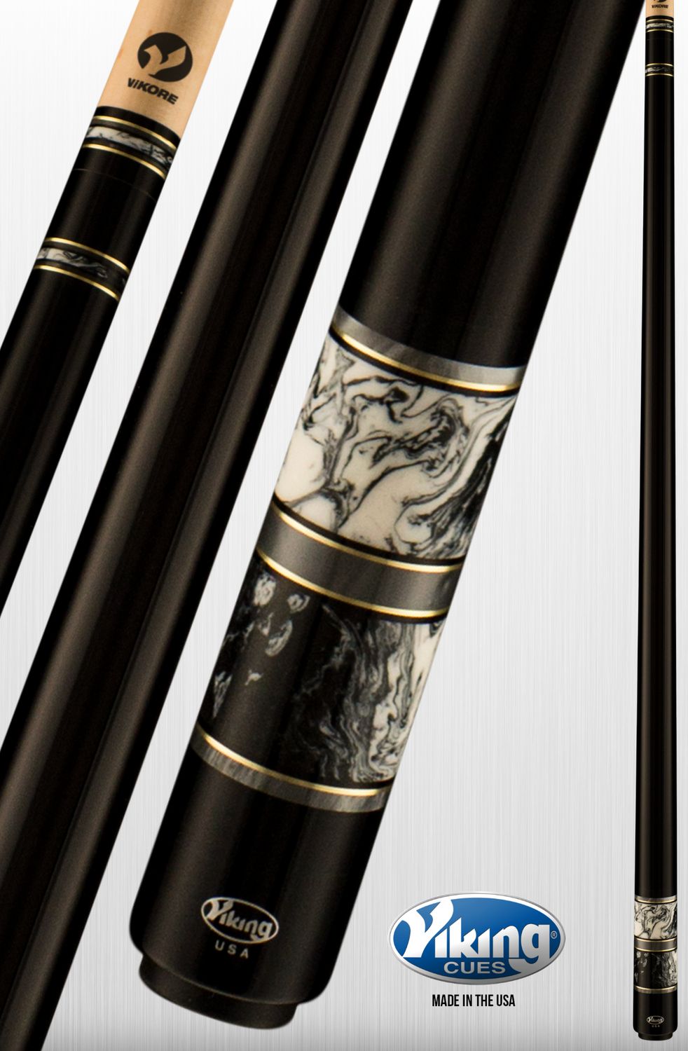 Viking Defender DF0102 Cue Stick upgraded with a PEARL Whyte Carbon Shaft 12mm
