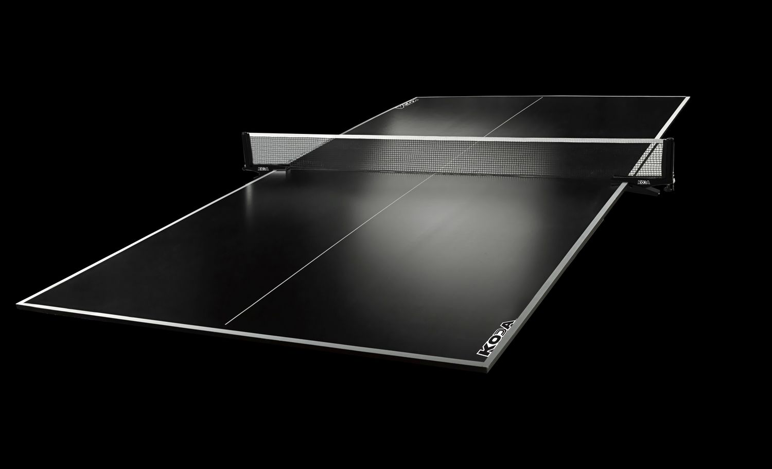 Koda Black Table Tennis Conversion Top W/clamp net and 2 player ping pong pack