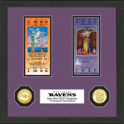 Baltimore Raven Framed Super Bowl Tickets w/ the Coins  Picture 15"x12"