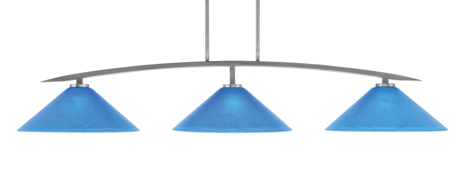 Toltec Lighting 3733-GP-415 Kurve 3 Light Bar, Graphite Finish, 16″ Blue Italian Glass