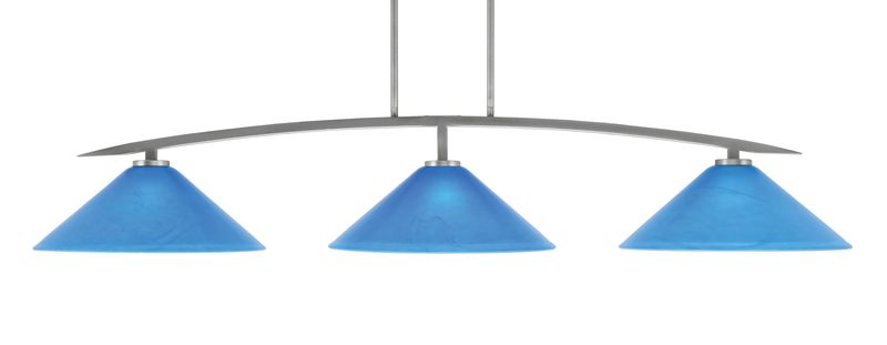 Toltec Lighting 3733-GP-415 Kurve 3 Light Bar, Graphite Finish, 16″ Blue Italian Glass