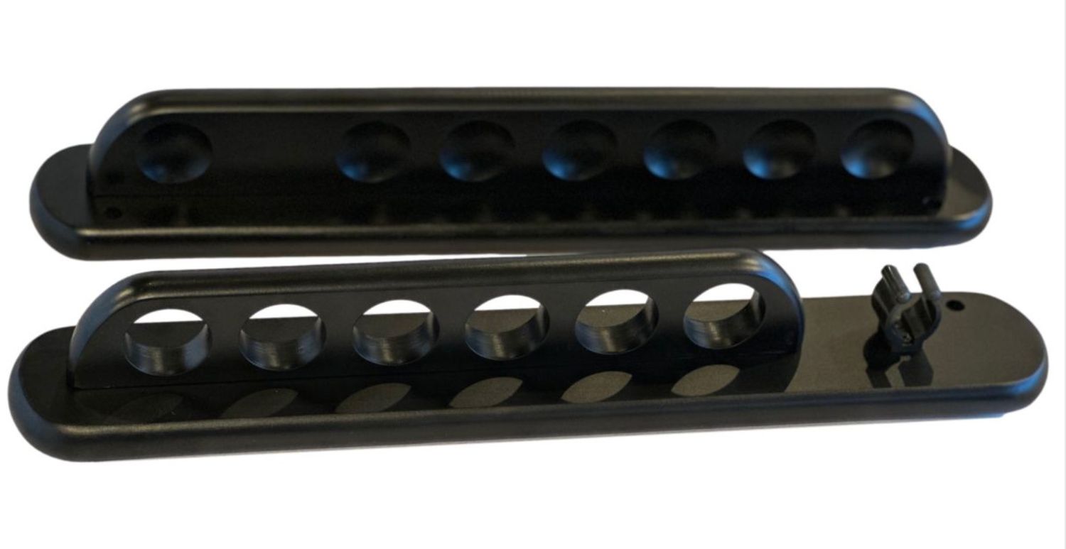 Black 6-Cue Deluxe Cue Rack w/ Bridge