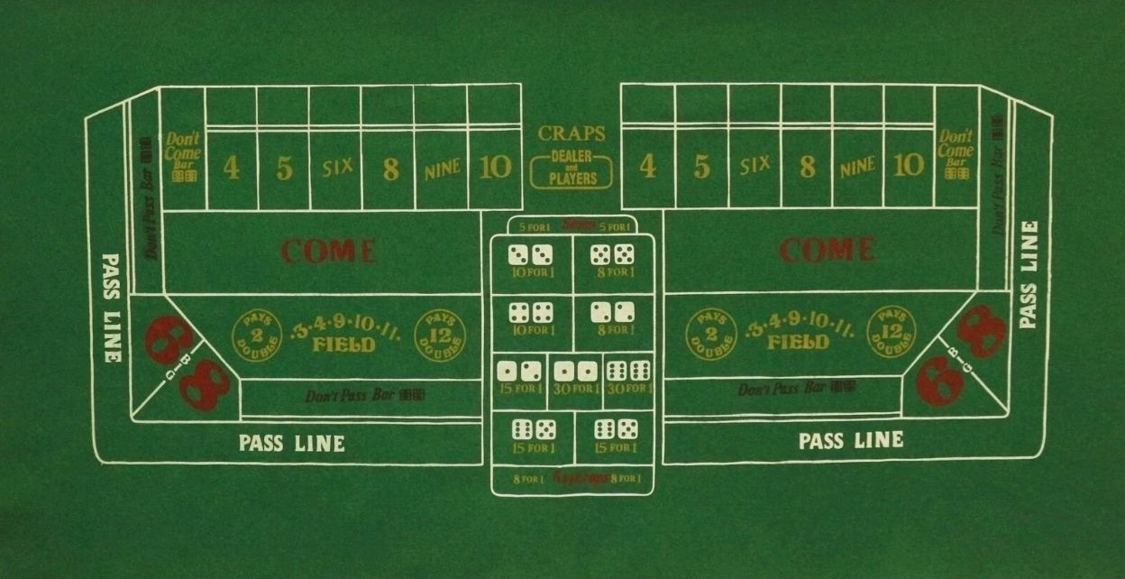 Craps Layout 36x72" Game Felt