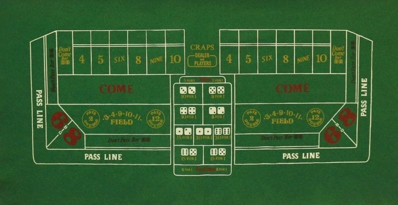 Craps Layout 36x72" Game Felt