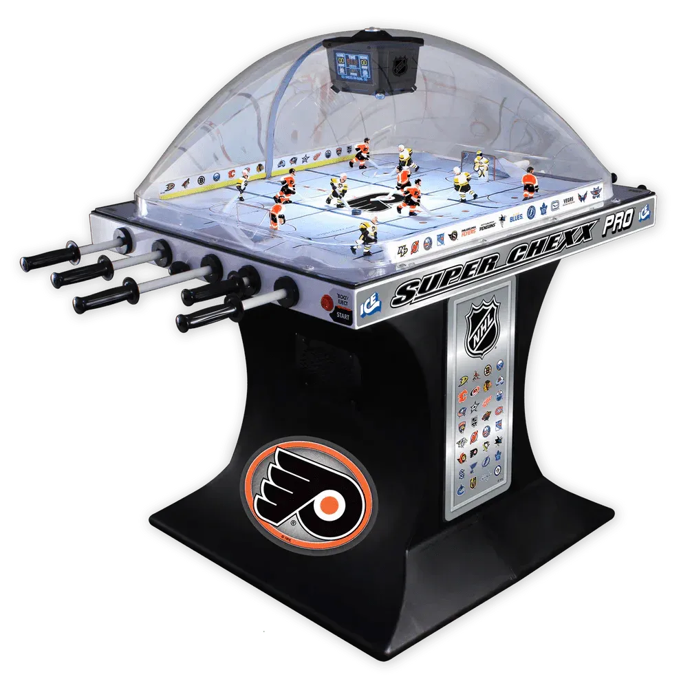 Super Chexx NHL Custom Home Flyers / Away Pitts Penguins With Flyers Logo Black Base with Cup Holders Super Chexx Bubble Hockey