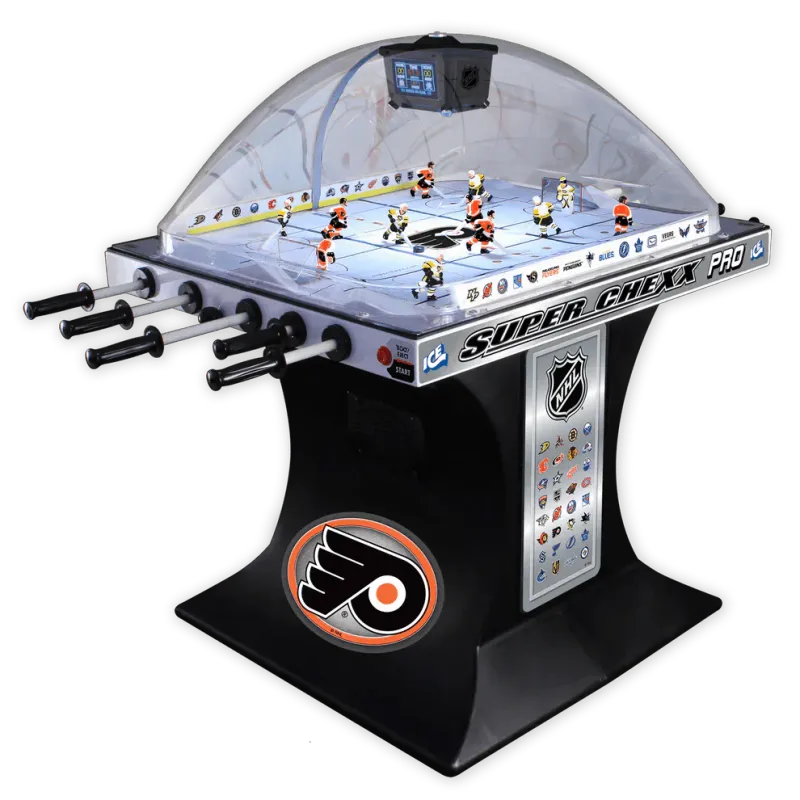 Super Chexx NHL Custom Home Flyers / Away Pitts Penguins With Flyers Logo Black Base with Cup Holders Super Chexx Bubble Hockey
