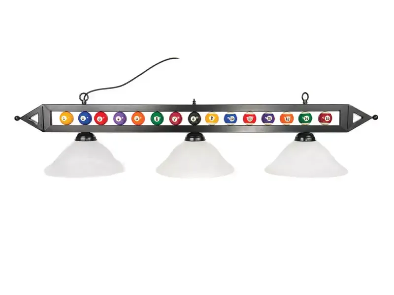 Billiard Bar Light Matte Black with Billiard Balls and Black Shade